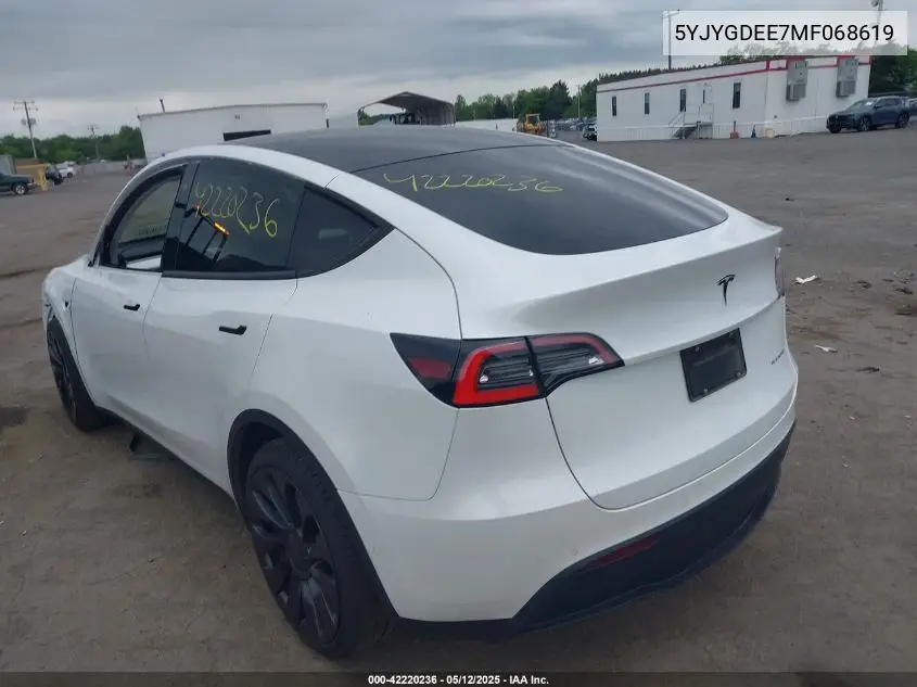 5yjygdee7mf068619 5YJYGDEE7MF068619 2021 Tesla Model Y Long Range Dual Motor All-Wheel Drive