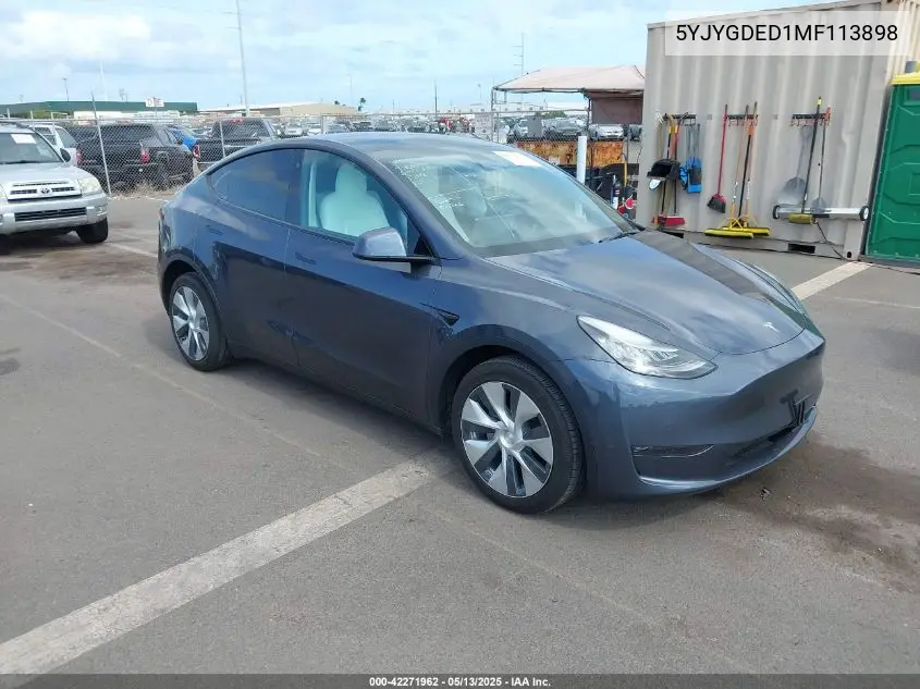 2021 Tesla Model Y Standard Range Rear-Wheel Drive VIN: 5YJYGDED1MF113898 Lot: 42271962