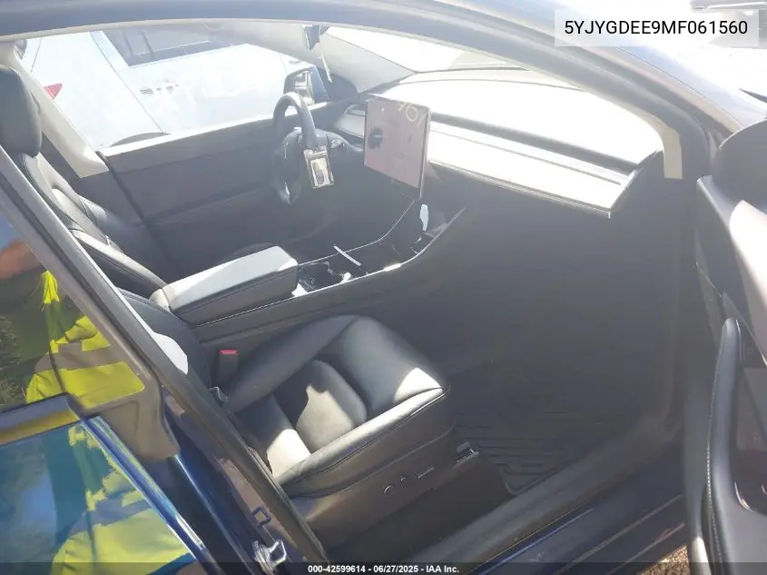 2021 Tesla Model Y Long Range Dual Motor All-Wheel Drive VIN: 5YJYGDEE9MF061560 Lot: 42599614