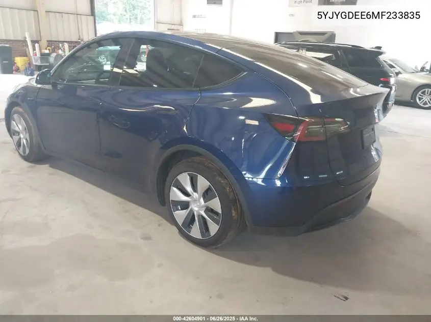 2021 Tesla Model Y Long Range Dual Motor All-Wheel Drive VIN: 5YJYGDEE6MF233835 Lot: 42604901