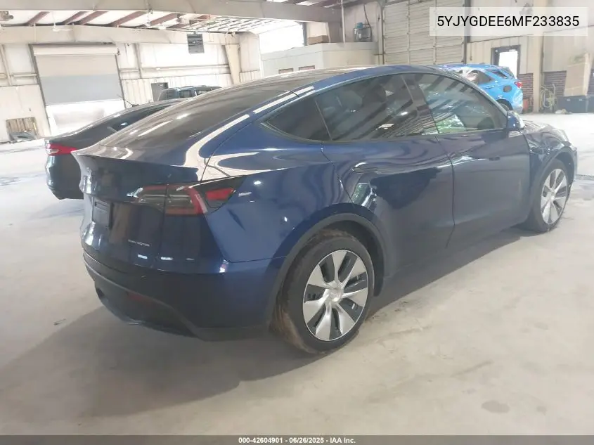 2021 Tesla Model Y Long Range Dual Motor All-Wheel Drive VIN: 5YJYGDEE6MF233835 Lot: 42604901