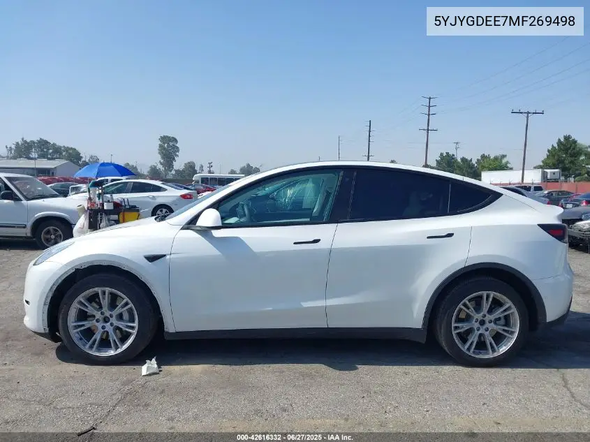 2021 Tesla Model Y VIN: 5YJYGDEE7MF269498 Lot: 42616332