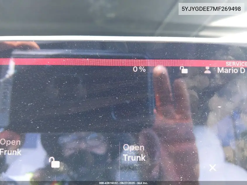 2021 Tesla Model Y VIN: 5YJYGDEE7MF269498 Lot: 42616332