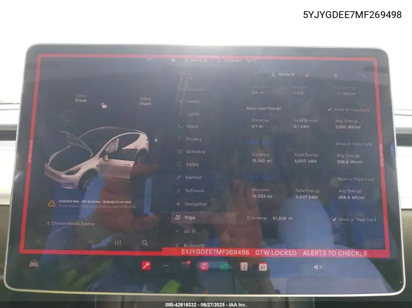 2021 Tesla Model Y VIN: 5YJYGDEE7MF269498 Lot: 42616332