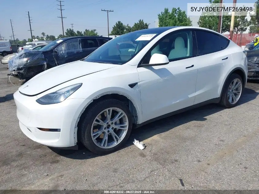 2021 Tesla Model Y VIN: 5YJYGDEE7MF269498 Lot: 42616332
