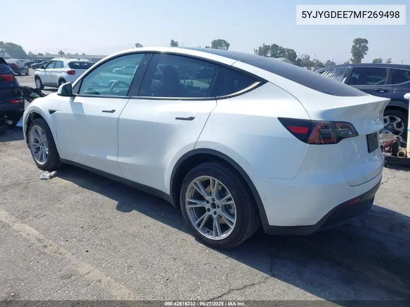 2021 Tesla Model Y VIN: 5YJYGDEE7MF269498 Lot: 42616332