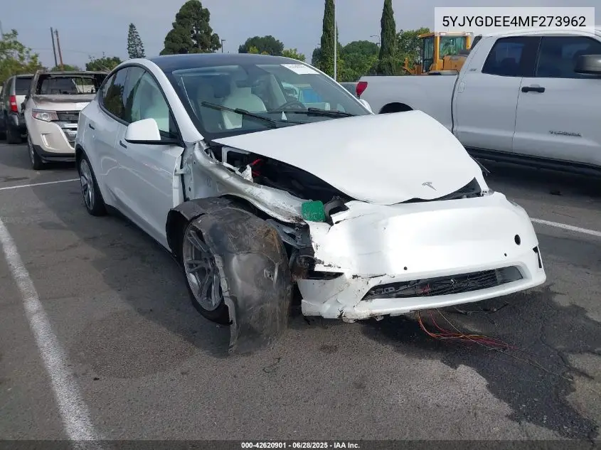 2021 Tesla Model Y Long Range Dual Motor All-Wheel Drive VIN: 5YJYGDEE4MF273962 Lot: 42620901