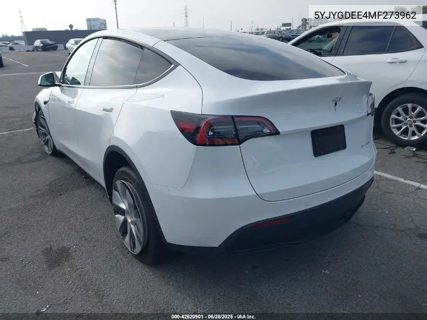 2021 Tesla Model Y Long Range Dual Motor All-Wheel Drive VIN: 5YJYGDEE4MF273962 Lot: 42620901