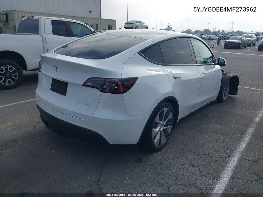 2021 Tesla Model Y Long Range Dual Motor All-Wheel Drive VIN: 5YJYGDEE4MF273962 Lot: 42620901