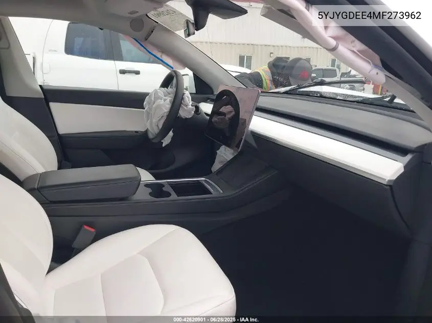 2021 Tesla Model Y Long Range Dual Motor All-Wheel Drive VIN: 5YJYGDEE4MF273962 Lot: 42620901