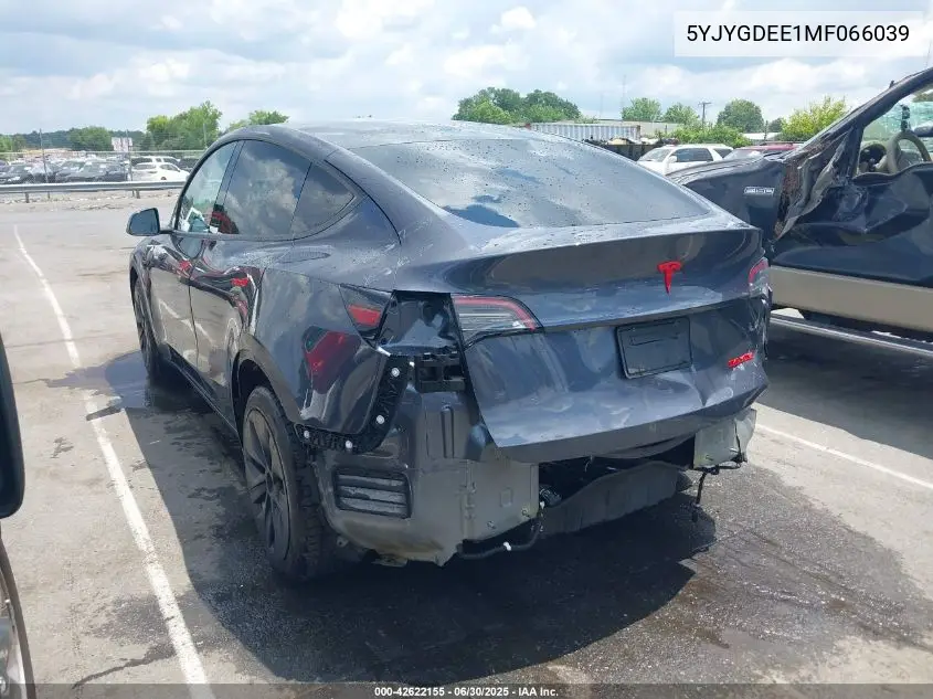 2021 Tesla Model Y Long Range Dual Motor All-Wheel Drive VIN: 5YJYGDEE1MF066039 Lot: 42622155