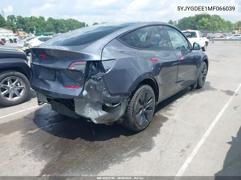 2021 Tesla Model Y Long Range Dual Motor All-Wheel Drive VIN: 5YJYGDEE1MF066039 Lot: 42622155