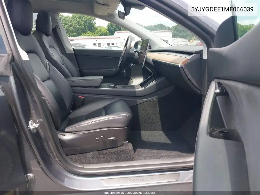 2021 Tesla Model Y Long Range Dual Motor All-Wheel Drive VIN: 5YJYGDEE1MF066039 Lot: 42622155