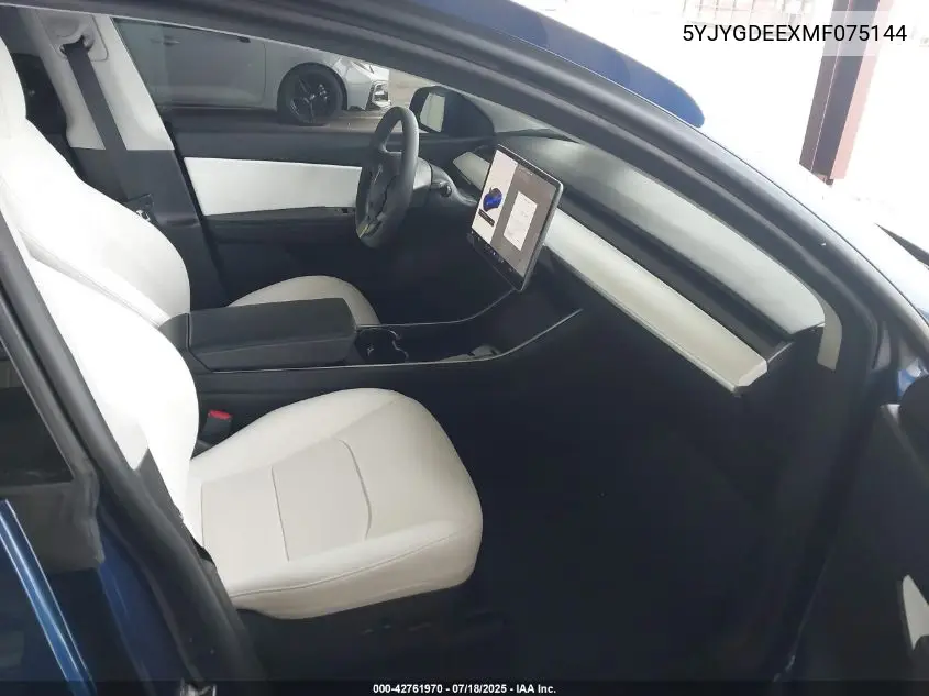 2021 Tesla Model Y Long Range Dual Motor All-Wheel Drive VIN: 5YJYGDEEXMF075144 Lot: 42761970