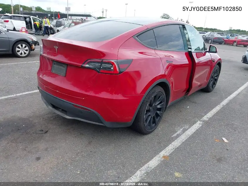 2021 Tesla Model Y Long Range Dual Motor All-Wheel Drive VIN: 5YJYGDEE5MF102850 Lot: 42766315