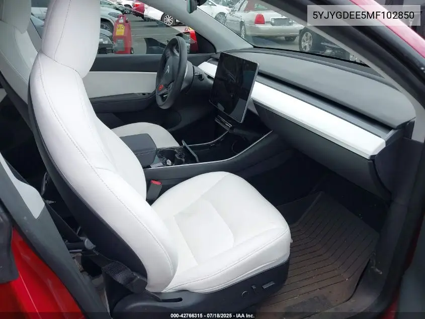 2021 Tesla Model Y Long Range Dual Motor All-Wheel Drive VIN: 5YJYGDEE5MF102850 Lot: 42766315