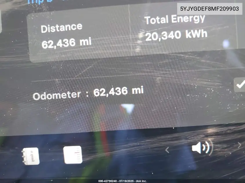 2021 Tesla Model Y Performance Dual Motor All-Wheel Drive VIN: 5YJYGDEF8MF209903 Lot: 42790248