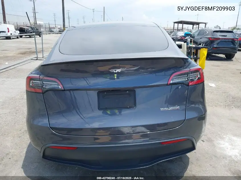2021 Tesla Model Y Performance Dual Motor All-Wheel Drive VIN: 5YJYGDEF8MF209903 Lot: 42790248
