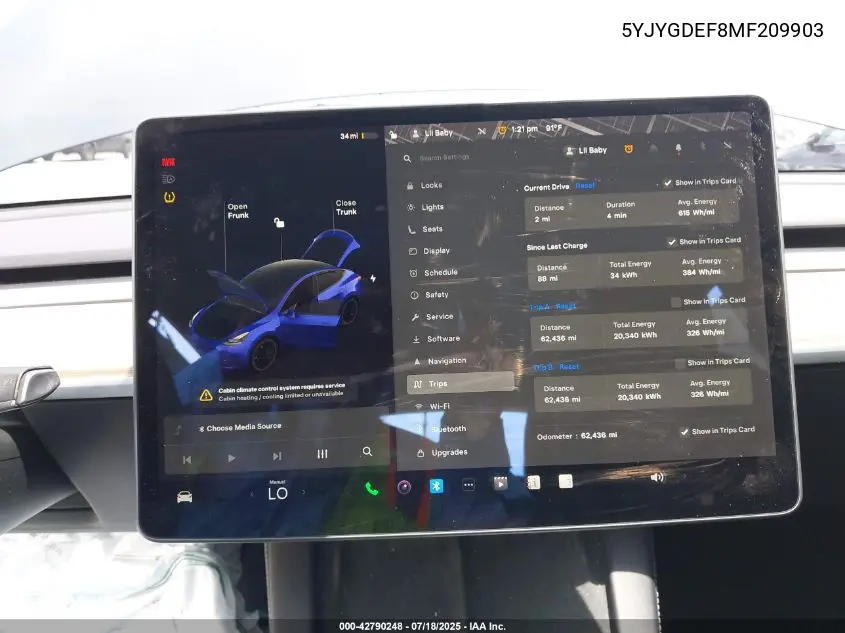 2021 Tesla Model Y Performance Dual Motor All-Wheel Drive VIN: 5YJYGDEF8MF209903 Lot: 42790248
