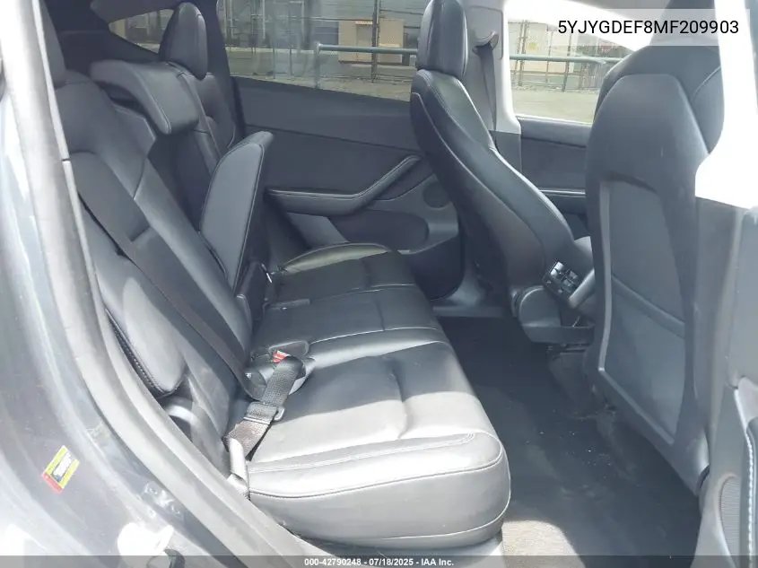 2021 Tesla Model Y Performance Dual Motor All-Wheel Drive VIN: 5YJYGDEF8MF209903 Lot: 42790248