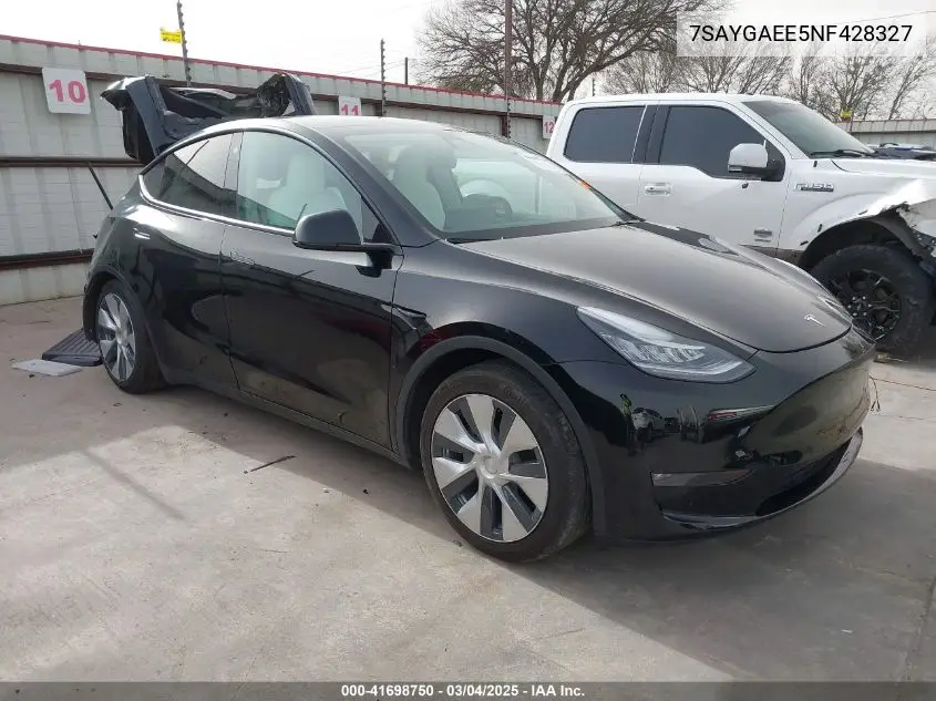 2022 Tesla Model Y Long Range Dual Motor All-Wheel Drive VIN: 7SAYGAEE5NF428327 Lot: 41698750