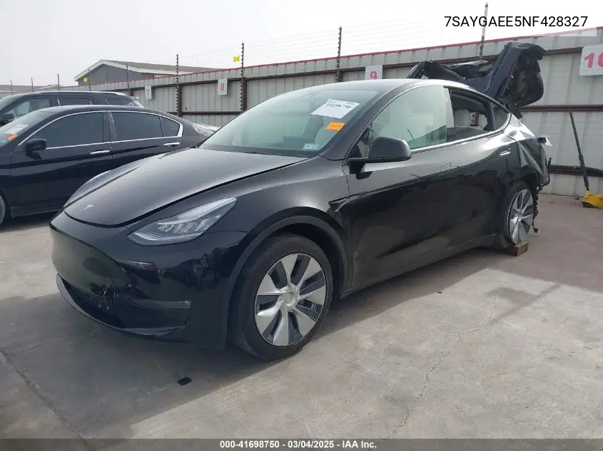 2022 Tesla Model Y Long Range Dual Motor All-Wheel Drive VIN: 7SAYGAEE5NF428327 Lot: 41698750