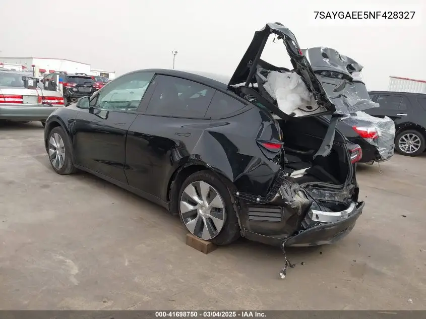 2022 Tesla Model Y Long Range Dual Motor All-Wheel Drive VIN: 7SAYGAEE5NF428327 Lot: 41698750