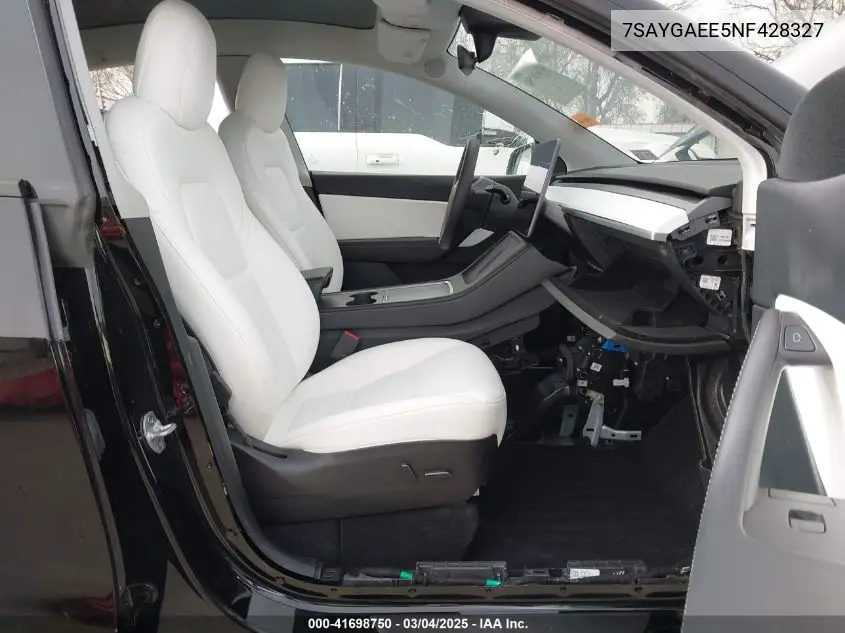 2022 Tesla Model Y Long Range Dual Motor All-Wheel Drive VIN: 7SAYGAEE5NF428327 Lot: 41698750