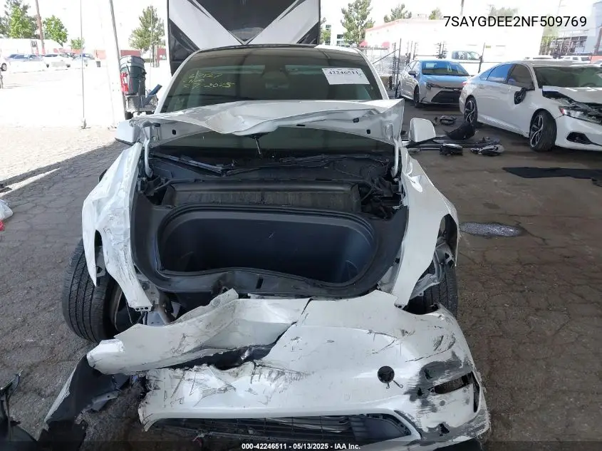 2022 Tesla Model Y Long Range Dual Motor All-Wheel Drive VIN: 7SAYGDEE2NF509769 Lot: 42246511