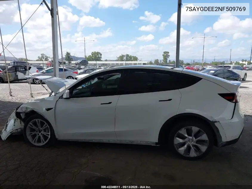 2022 Tesla Model Y Long Range Dual Motor All-Wheel Drive VIN: 7SAYGDEE2NF509769 Lot: 42246511