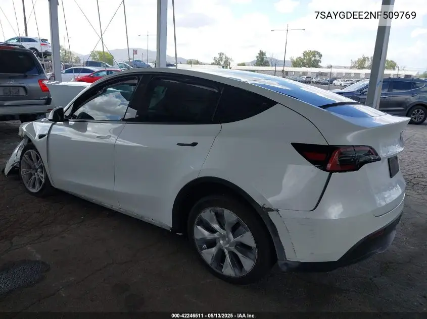 2022 Tesla Model Y Long Range Dual Motor All-Wheel Drive VIN: 7SAYGDEE2NF509769 Lot: 42246511