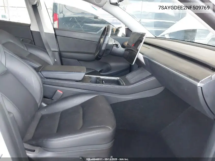 2022 Tesla Model Y Long Range Dual Motor All-Wheel Drive VIN: 7SAYGDEE2NF509769 Lot: 42246511