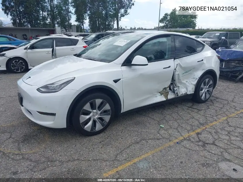 2022 Tesla Model Y Long Range Dual Motor All-Wheel Drive VIN: 7SAYGDEE1NA021054 Lot: 42257335