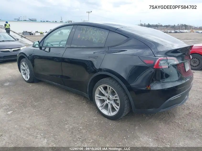 2023 Tesla Model Y VIN: 7SAYGDEE0PF584702 Lot: 12295100