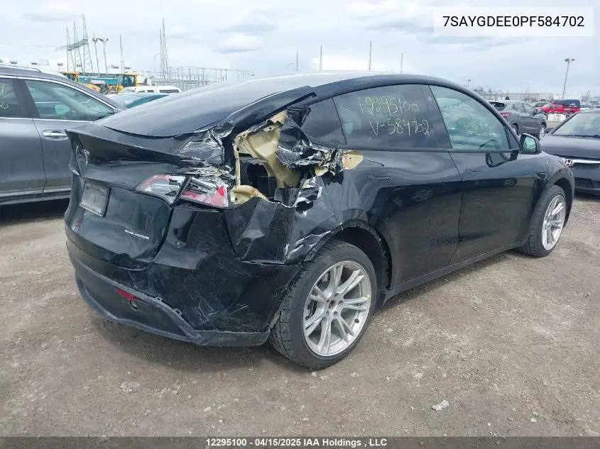 2023 Tesla Model Y VIN: 7SAYGDEE0PF584702 Lot: 12295100