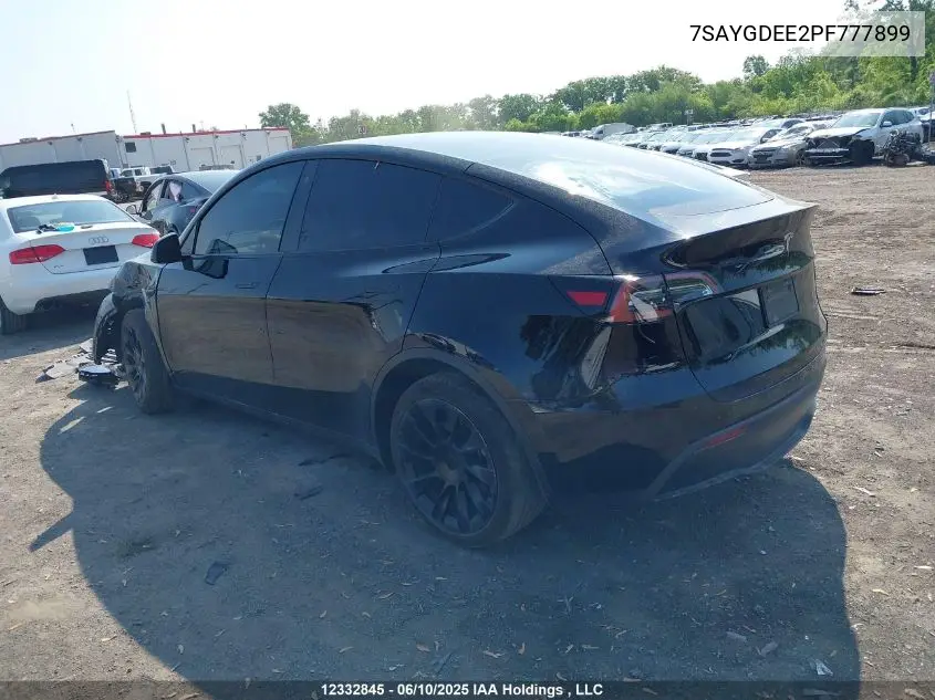 2023 Tesla Model Y VIN: 7SAYGDEE2PF777899 Lot: 12332845