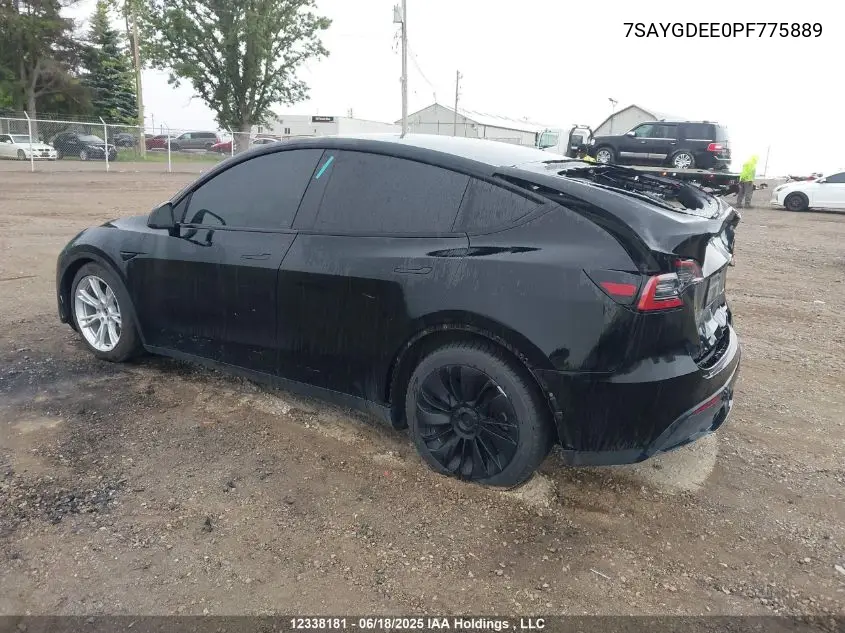 2023 Tesla Model Y Long Range VIN: 7SAYGDEE0PF775889 Lot: 12338181