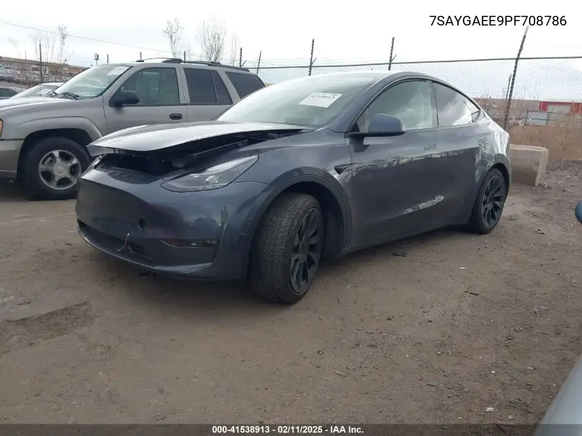 2023 Tesla Model Y Awd/Long Range Dual Motor All-Wheel Drive VIN: 7SAYGAEE9PF708786 Lot: 41538913