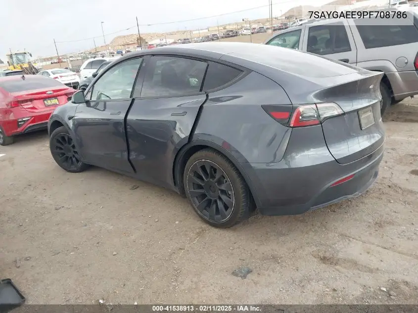 2023 Tesla Model Y Awd/Long Range Dual Motor All-Wheel Drive VIN: 7SAYGAEE9PF708786 Lot: 41538913