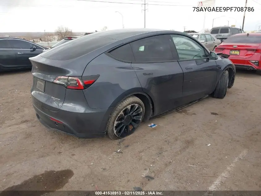 2023 Tesla Model Y Awd/Long Range Dual Motor All-Wheel Drive VIN: 7SAYGAEE9PF708786 Lot: 41538913