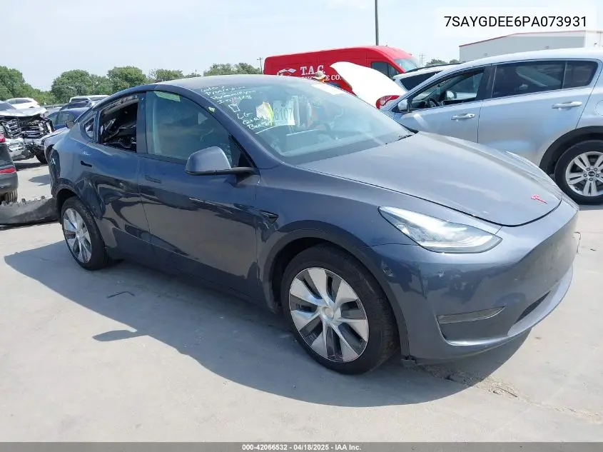 2023 Tesla Model Y Awd/Long Range Dual Motor All-Wheel Drive VIN: 7SAYGDEE6PA073931 Lot: 42066532
