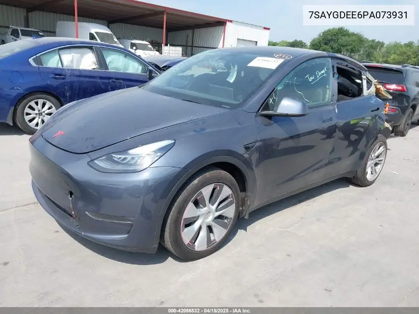 2023 Tesla Model Y Awd/Long Range Dual Motor All-Wheel Drive VIN: 7SAYGDEE6PA073931 Lot: 42066532