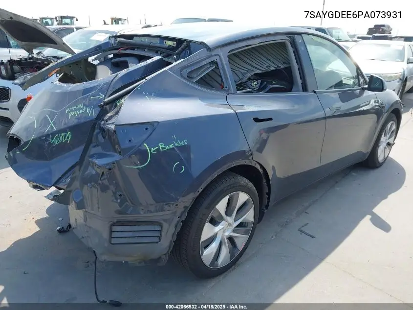2023 Tesla Model Y Awd/Long Range Dual Motor All-Wheel Drive VIN: 7SAYGDEE6PA073931 Lot: 42066532