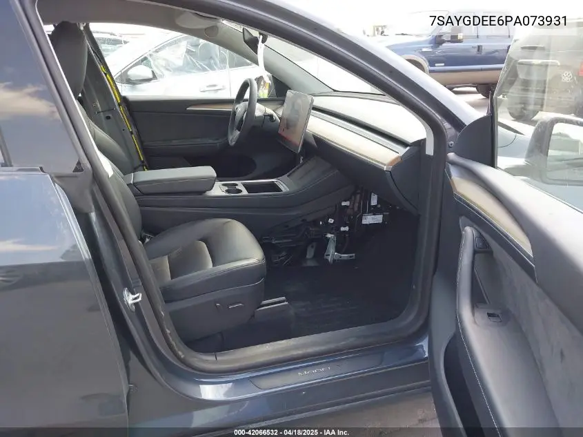 2023 Tesla Model Y Awd/Long Range Dual Motor All-Wheel Drive VIN: 7SAYGDEE6PA073931 Lot: 42066532