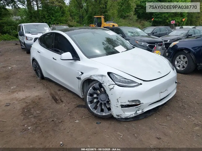 2023 Tesla Model Y Awd/Long Range Dual Motor All-Wheel Drive VIN: 7SAYGDEE9PA038770 Lot: 42235075