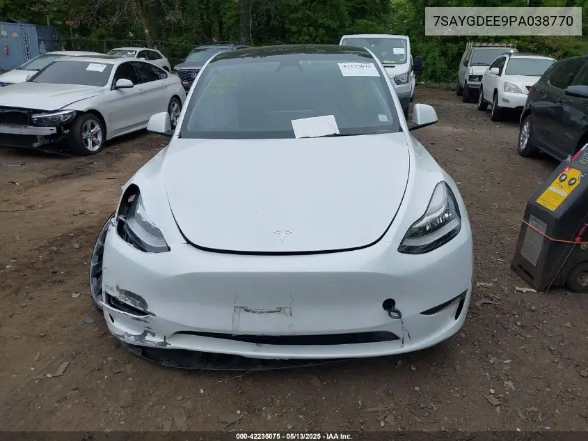2023 Tesla Model Y Awd/Long Range Dual Motor All-Wheel Drive VIN: 7SAYGDEE9PA038770 Lot: 42235075