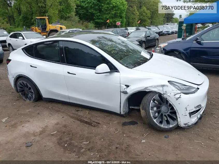 2023 Tesla Model Y Awd/Long Range Dual Motor All-Wheel Drive VIN: 7SAYGDEE9PA038770 Lot: 42235075