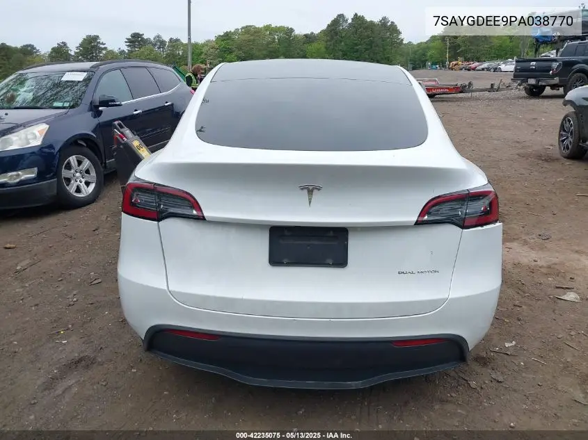 2023 Tesla Model Y Awd/Long Range Dual Motor All-Wheel Drive VIN: 7SAYGDEE9PA038770 Lot: 42235075