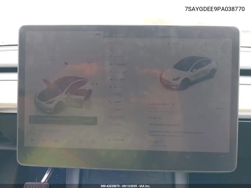 2023 Tesla Model Y Awd/Long Range Dual Motor All-Wheel Drive VIN: 7SAYGDEE9PA038770 Lot: 42235075