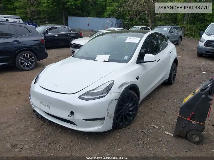 2023 Tesla Model Y Awd/Long Range Dual Motor All-Wheel Drive VIN: 7SAYGDEE9PA038770 Lot: 42235075